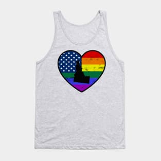 Idaho United States Gay Pride Flag Heart Tank Top